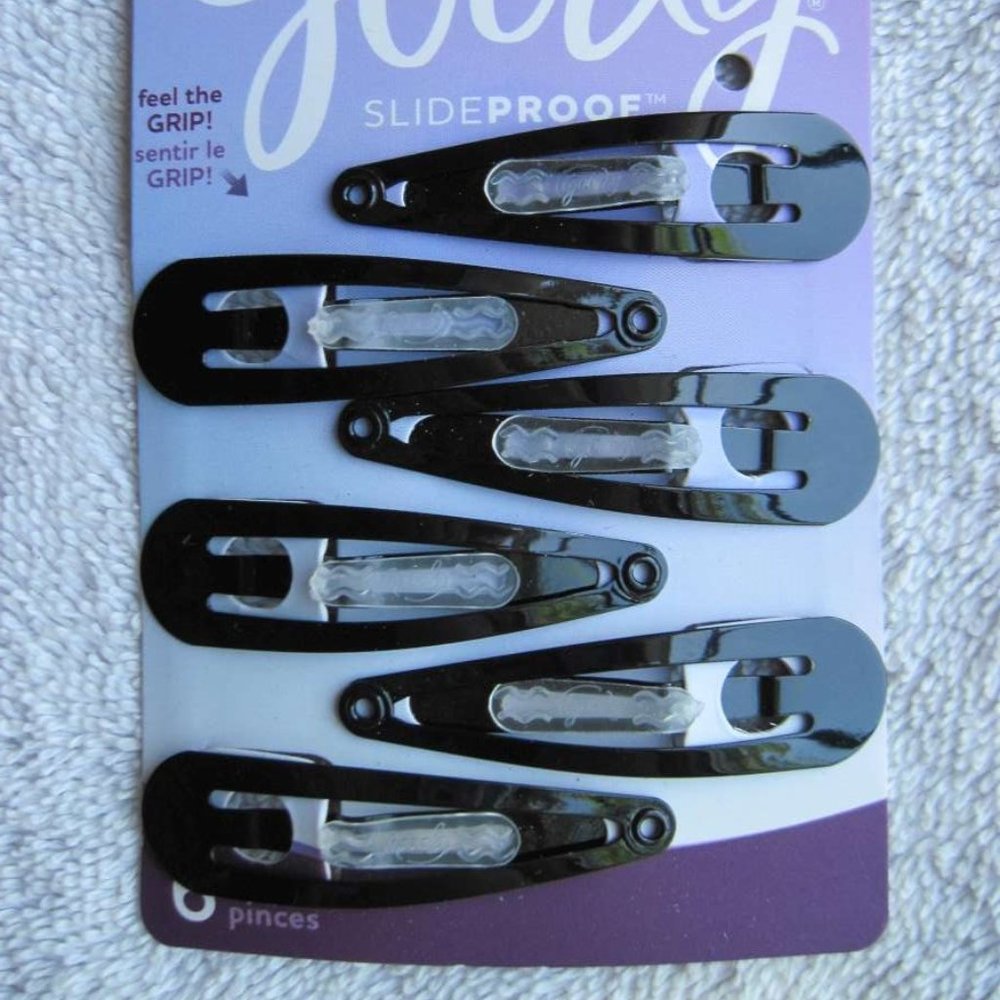 6 Black Goody Stay Put Slide Proof Hair Snap Clips Secure Hold Clips Metal Bonus